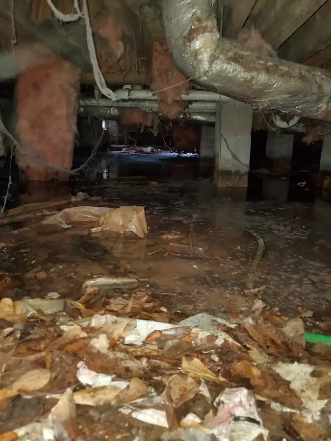 Crawl space flood assessment for Commercial Water Damage Restoration in Dighton